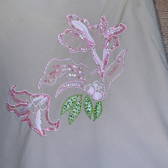 Basil & Maude Khaki Lily Beaded Skirt size 6 A-Line Statement Vintage-inspired - Picture 3 of 7